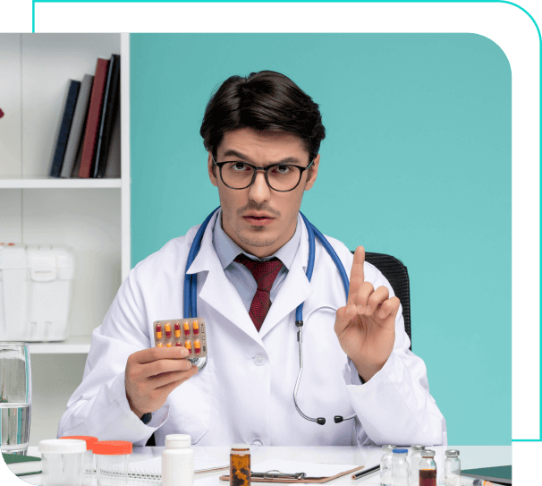 Médecin expliquant un médicament